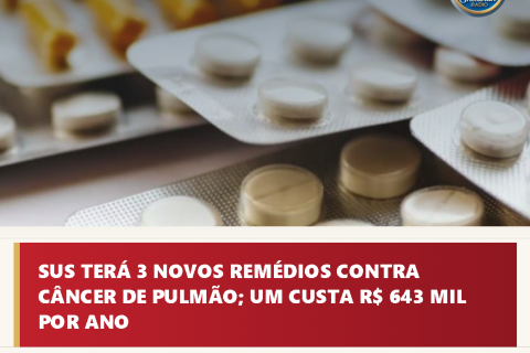 SUS terá 3 novos remédios contra câncer de pulmão; um custa R$ 643 mil por ano