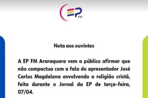 Rádio pede desculpas após fala ofensiva à fé cristã